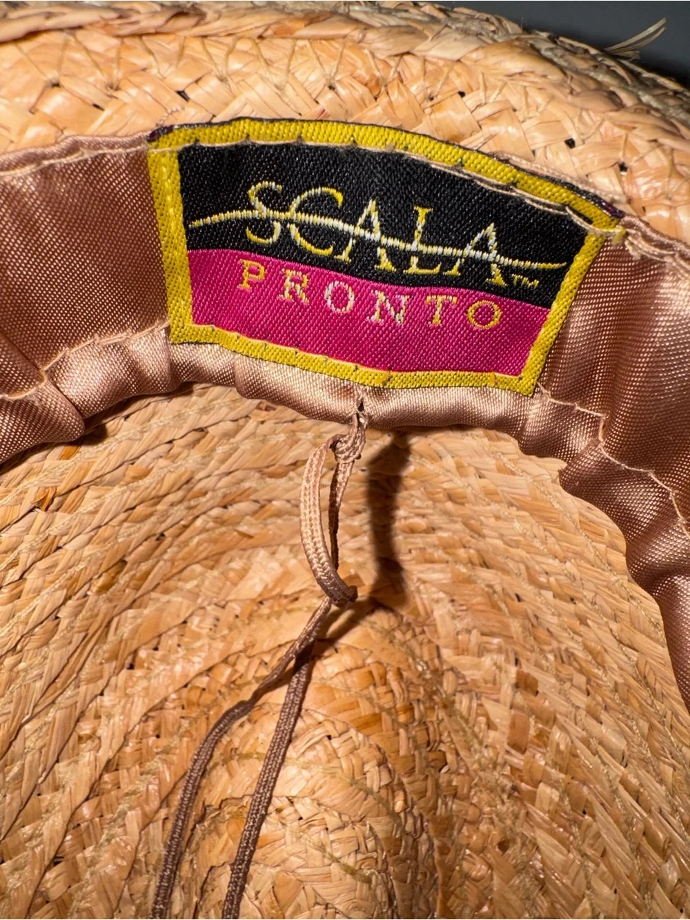 Vintage Scala Pronto Natural Fedora with Wooden Accent